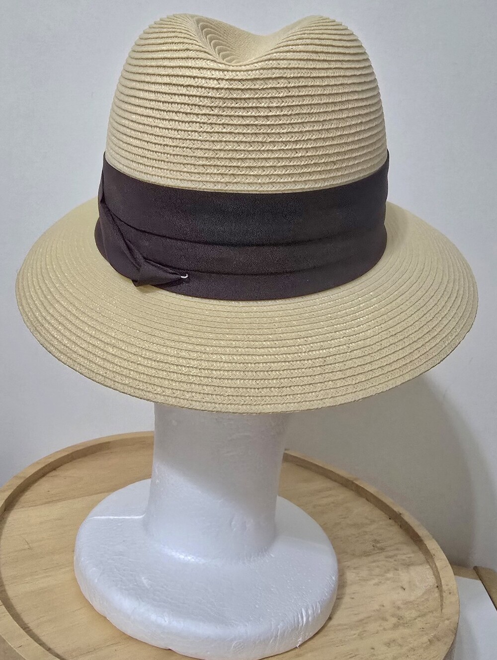 Vtg Park Royal Men's Ecru/Brown Fedora Hat Genuine Milan Weave 6 3/4" Looks NEW - Picture 7 of 12
